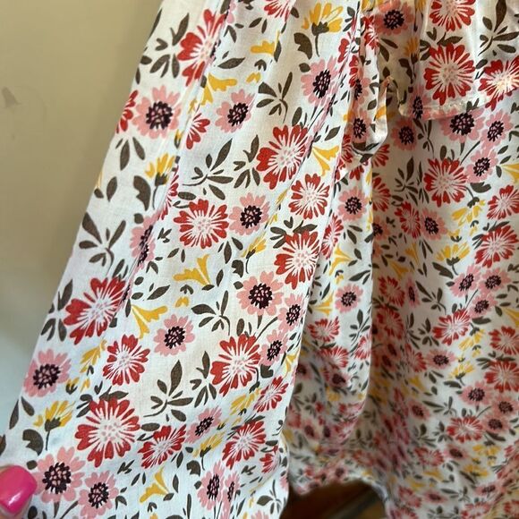 Loft floral long sleeve ruffle blouseSize LP New - Picture 6 of 10